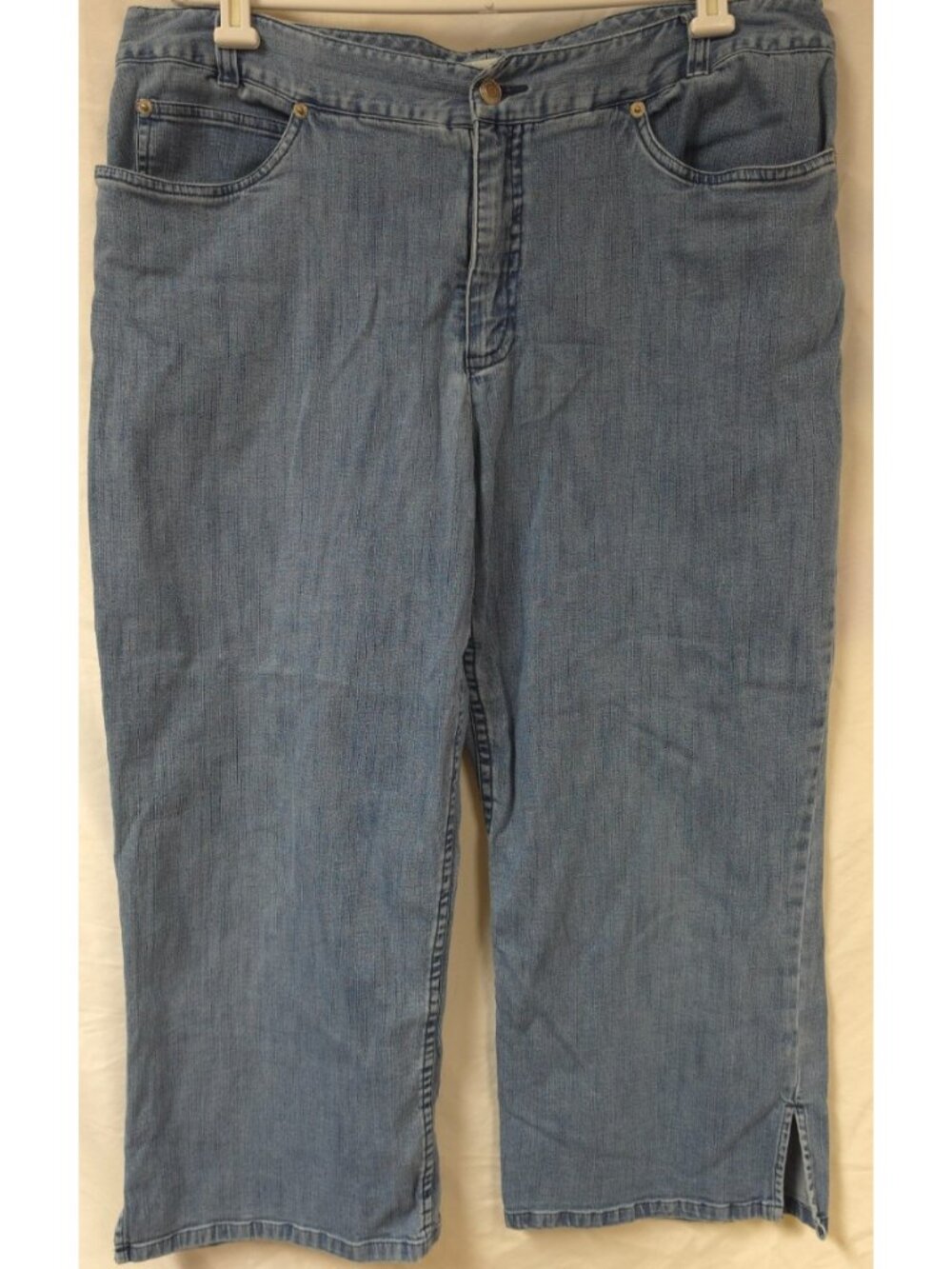 Pendleton Womens 16 Wide Legs High Rise Medium Wash Blue Denim Capri Jeans 36x23